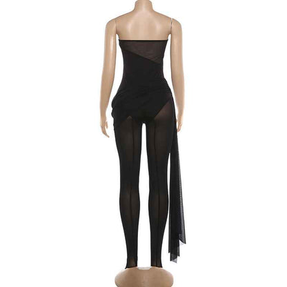 Slim Fit Backless Tube Top Jumpsuit