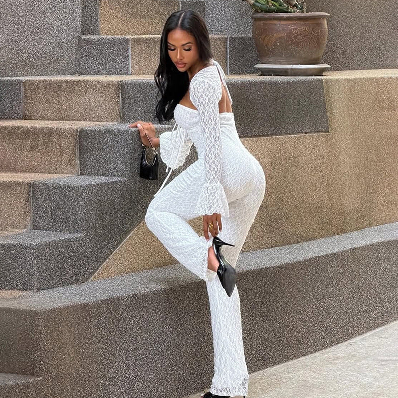 Women Drop Lace Cutout Drawstring Jumpsuit for Women New Arrivals