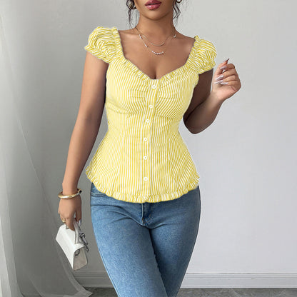 Elegant Striped Cardigan Blouse