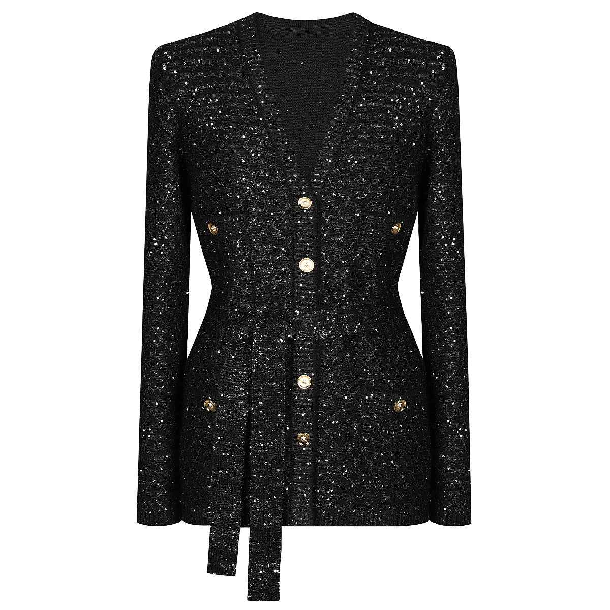 High Quality Sequined Knit Long Sleeve Cardigan Sweater