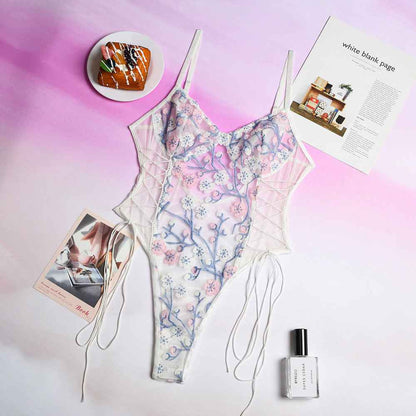 White Mesh Embroidery Lingerie