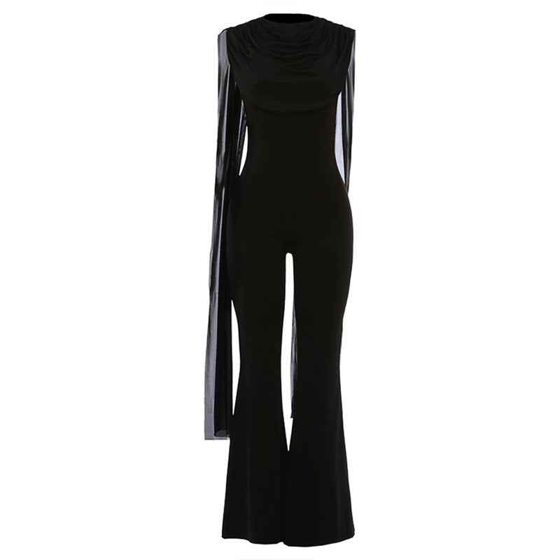 Elegant round Collar Gauze Ribbon Jumpsuit