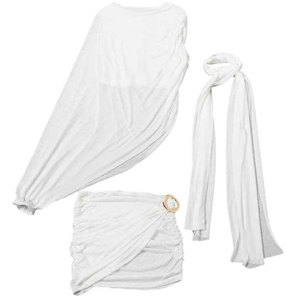 Slim Fit Hip Wrapped Skirt Set