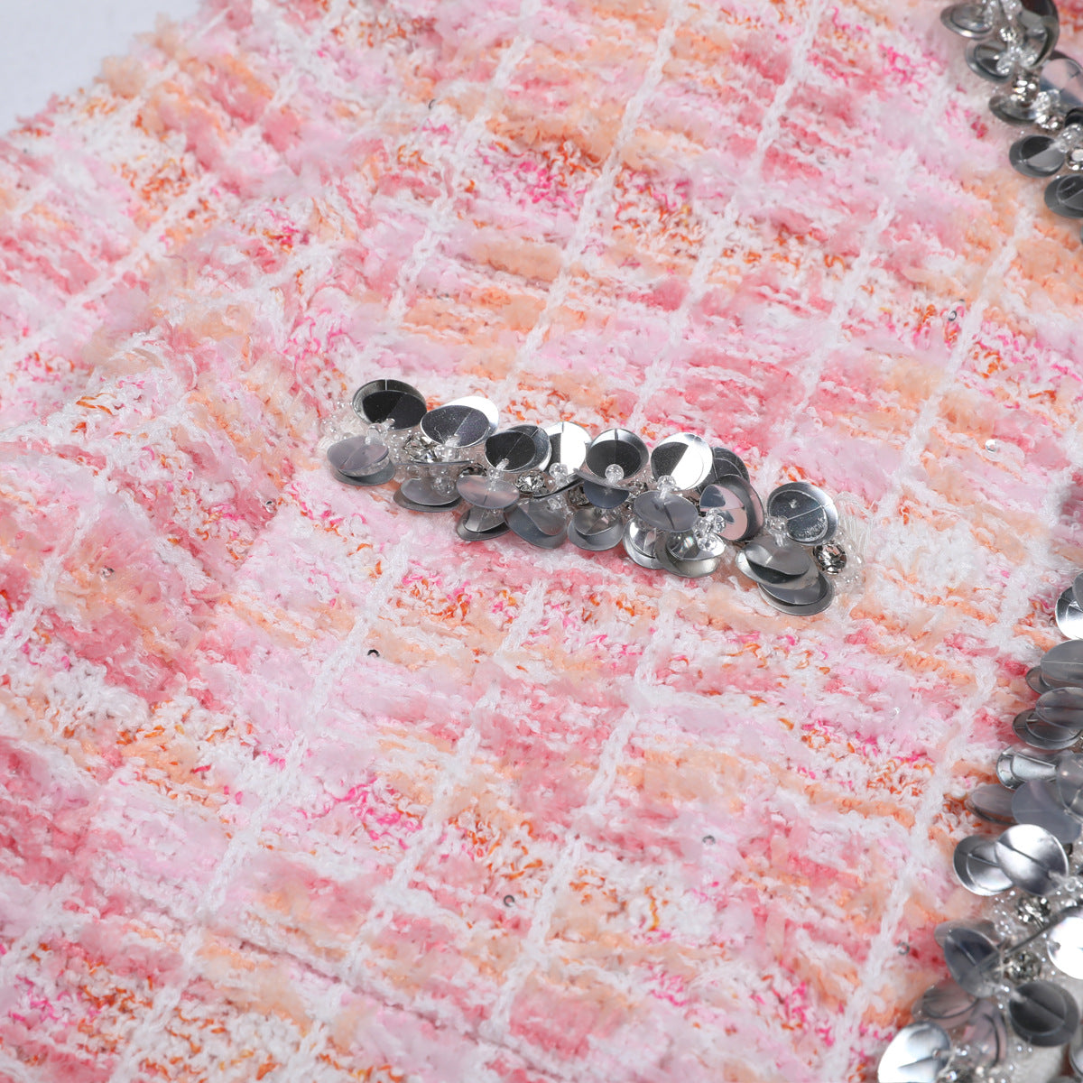 Women's Knitted Sequined Wool Cardigan Sweater + Hip Skirt