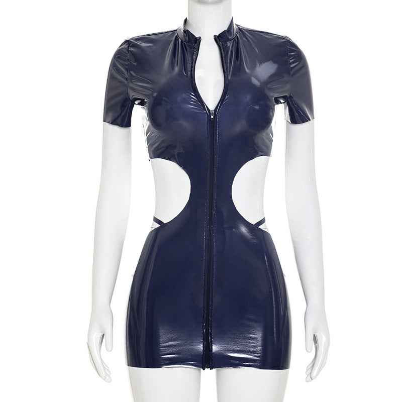 Faux Leather Zipper Dress New Arrivals MUNSIEUR