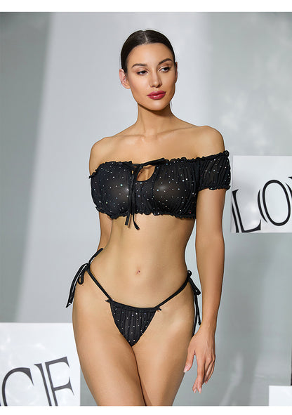Sequ Dot Mesh Lingerie Two Piece Set