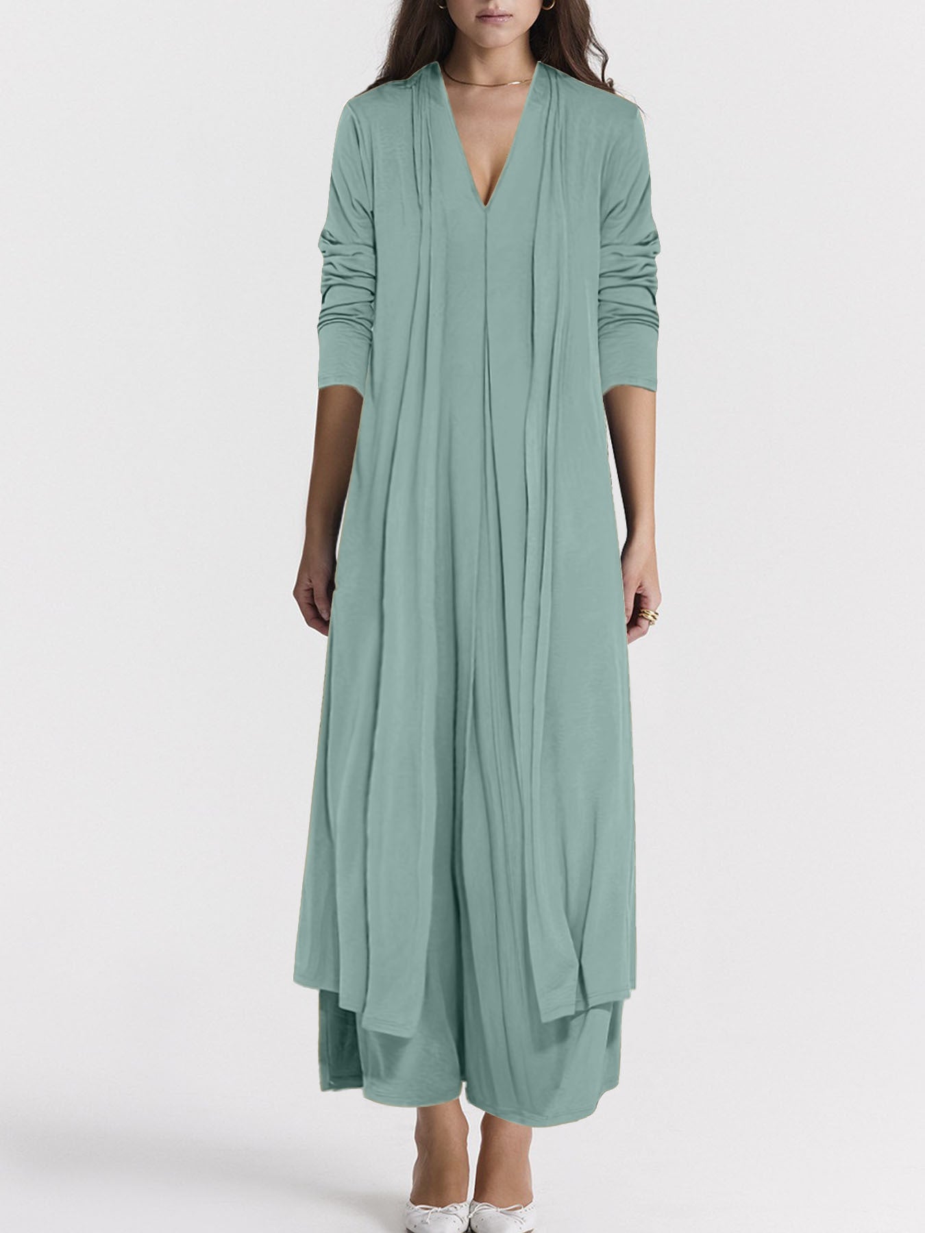 Women's Casual Solid Color And V-neck Cardigan Dress for Women