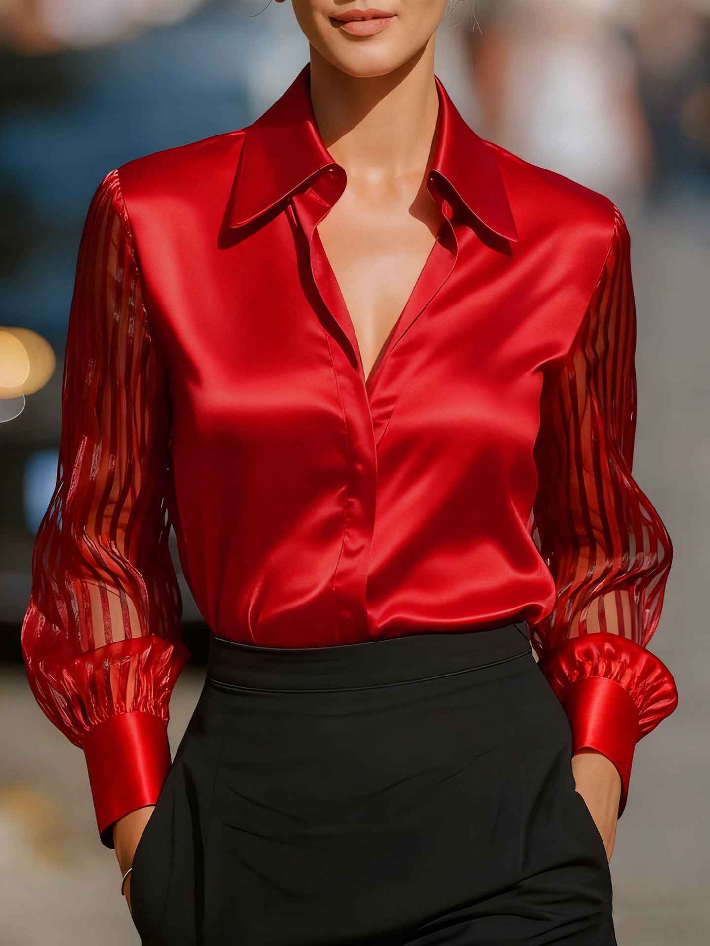 Elegant Polo Collar Blouse