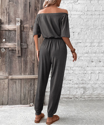 Summer Casual Jumpsuit off Shoulder Solid Color One Piece New Arrivals
