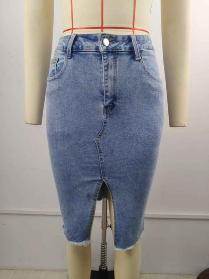 Stretch Denim Skirt Slimming Fishtail