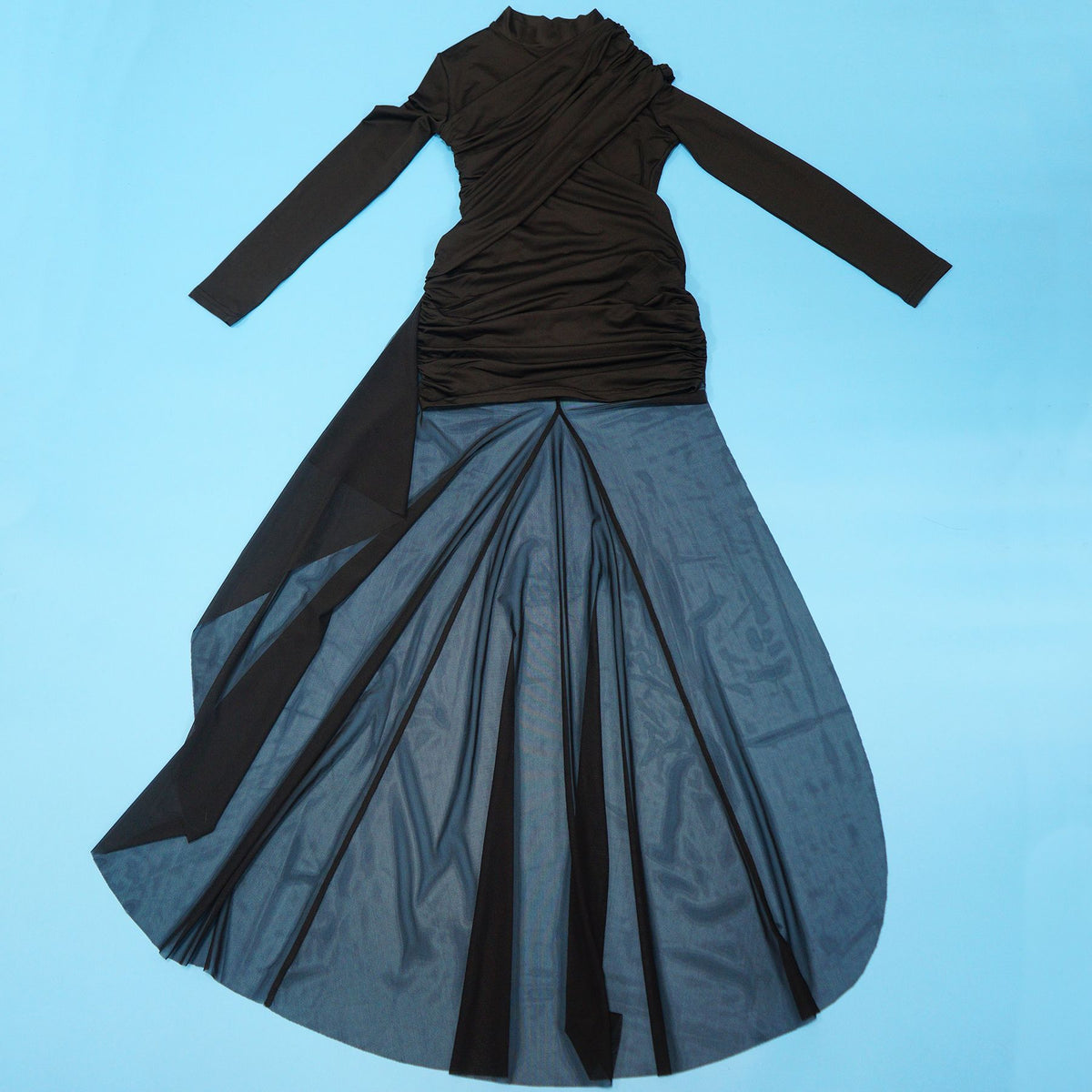 Autumn Drop Sleeves Pleated Side Gauze Dress New Arrivals