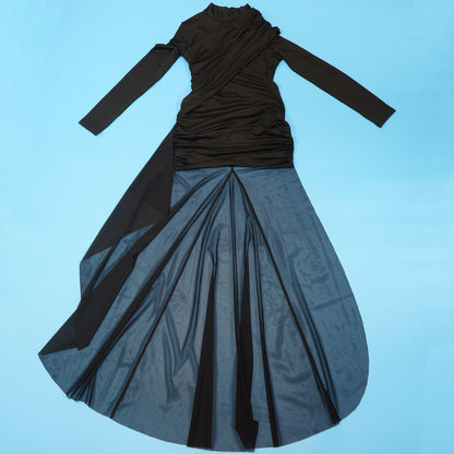 Autumn Drop Sleeves Pleated Side Gauze Dress New Arrivals