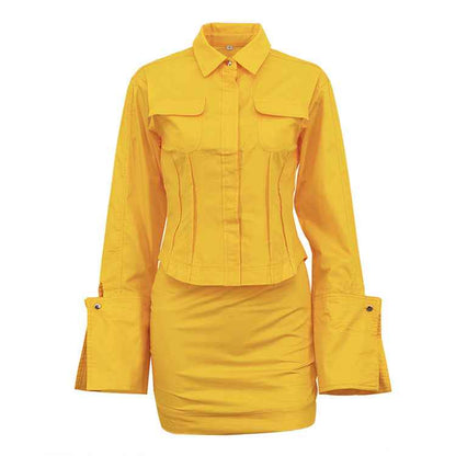Cotton Long Sleeved Skirt Set Two Piece Set