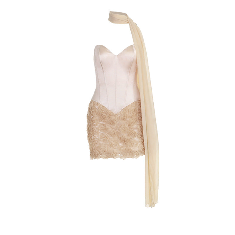 MUNSIEUR Drop Stitching Floral Dress Elegant New Arrivals