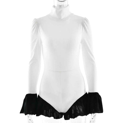 Bell Sleeve Sexy Stitching Sexy Slim Jumpsuit