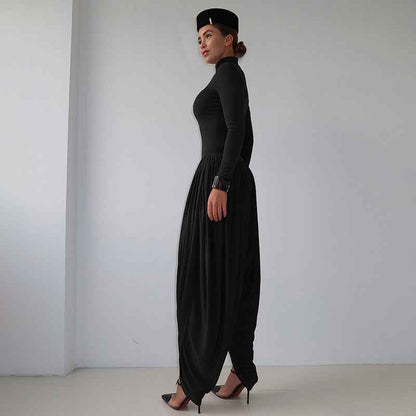Summer Slim Fitting Solid Color Long Sleeve Jumpsuit for Women