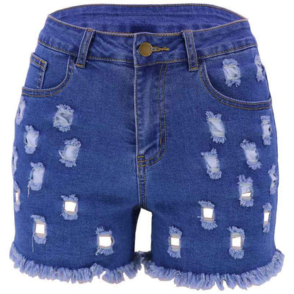 Solid Color Ripped High Waist Stretch Women's Bottoms