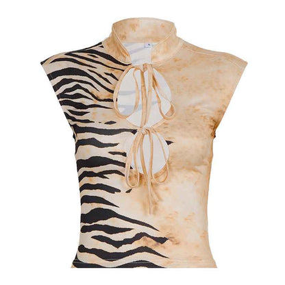 Animal Print Contrast Color T-shirt