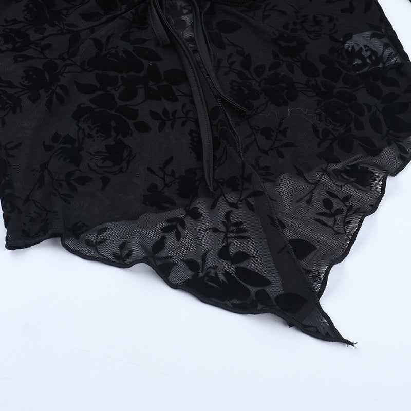 Dark Mesh Velvet Blouse for Women