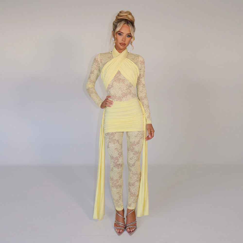 Jumpsuit Sexy Lace Strap Stitching