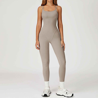 Nude Feel Jumpsuit Cross Back One Piece Slim Fit Yoga Wear
