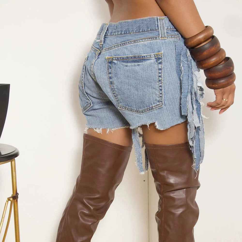 High Waist Ripped Bottoms for Women