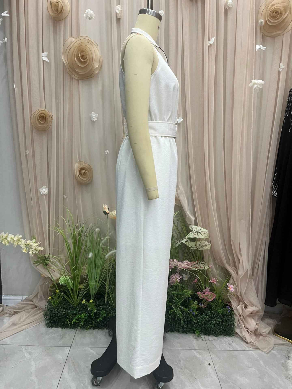 High Grade Quality White Halter Drape Jumpsuit for Women