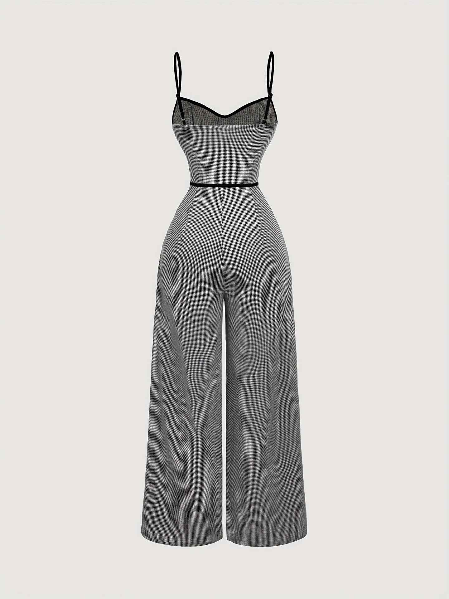 Jumpsuit Side Zipper Contrast Color Office Elegant Bandage Slim Fit New Arrivals