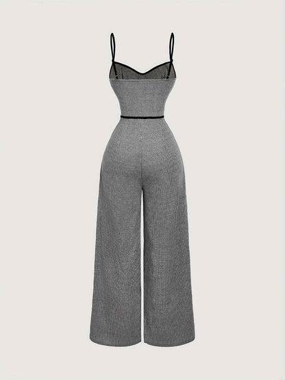 Jumpsuit Side Zipper Contrast Color Office Elegant Bandage Slim Fit New Arrivals