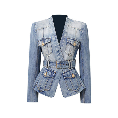 Urban Personality Slim Fit Denim Jacket MUNSIEUR New Arrivals