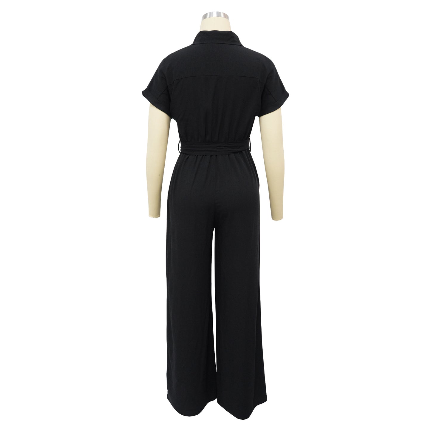 Solid Color Jumpsuit with Pockets