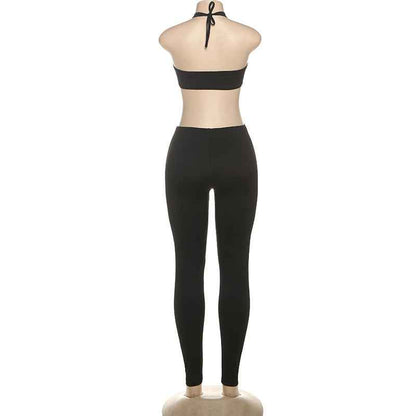 Women's Jumpsuit Cropped Outfit Halter Tight Fitting Solid Color