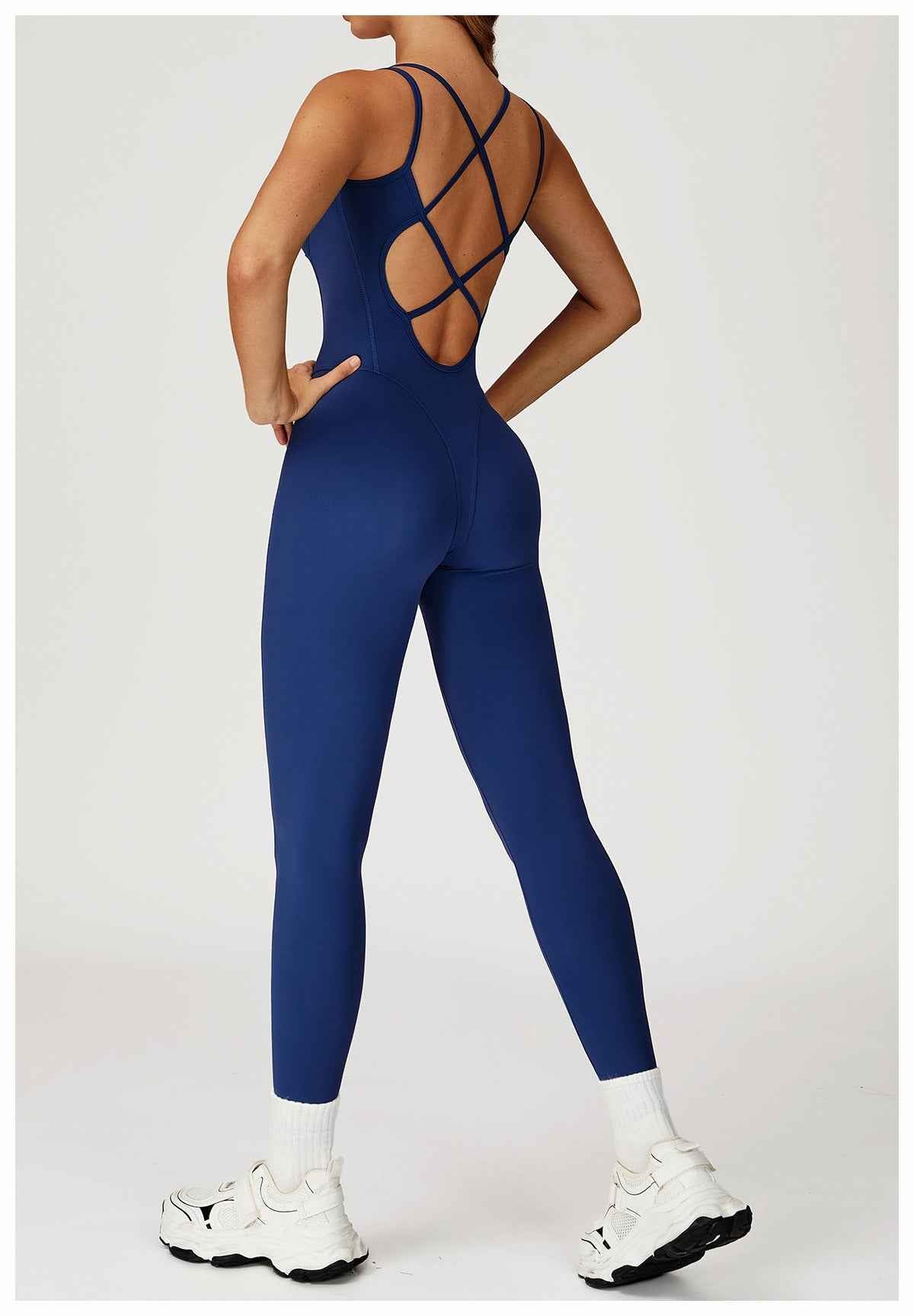 Nude Feel Jumpsuit Cross Back One Piece Slim Fit Yoga Wear
