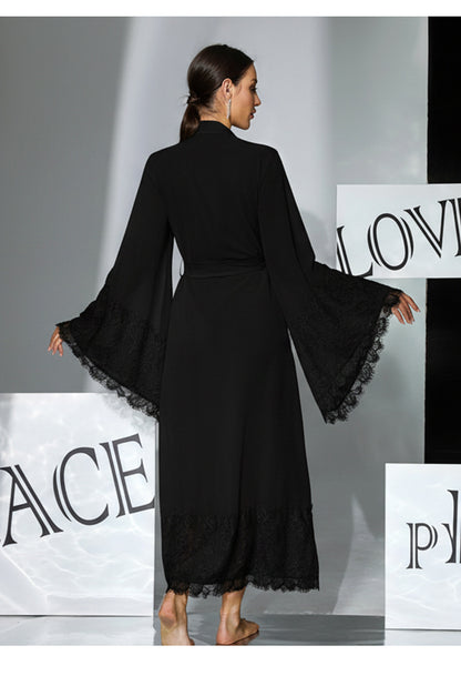 Lace Bell Sleeve Pajamas Chiffon Sleepwear Lace up