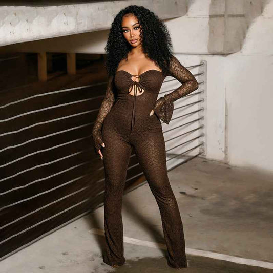 Women Drop Lace Cutout Drawstring Jumpsuit for Women New Arrivals