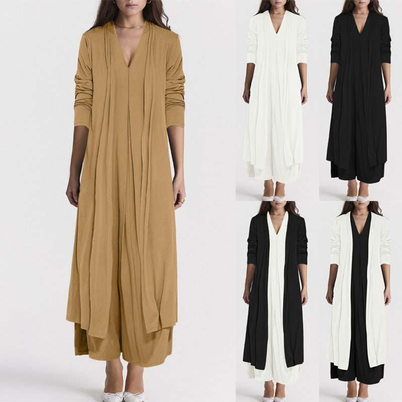 Women's Casual Solid Color And V-neck Cardigan Dress for Women