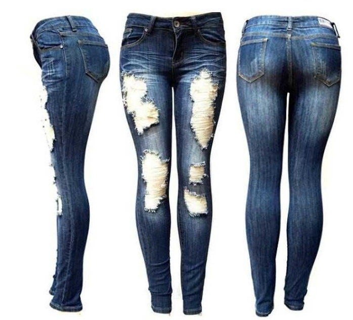 Slimming Jeans for Women Ripped Design Denim