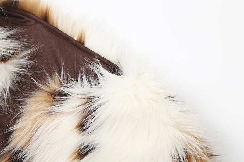 Leopard Print Spotted Long Fur Warm Long Sleeve Jacket