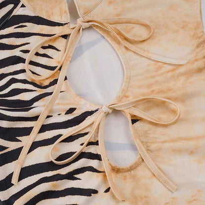 Animal Print Contrast Color T-shirt