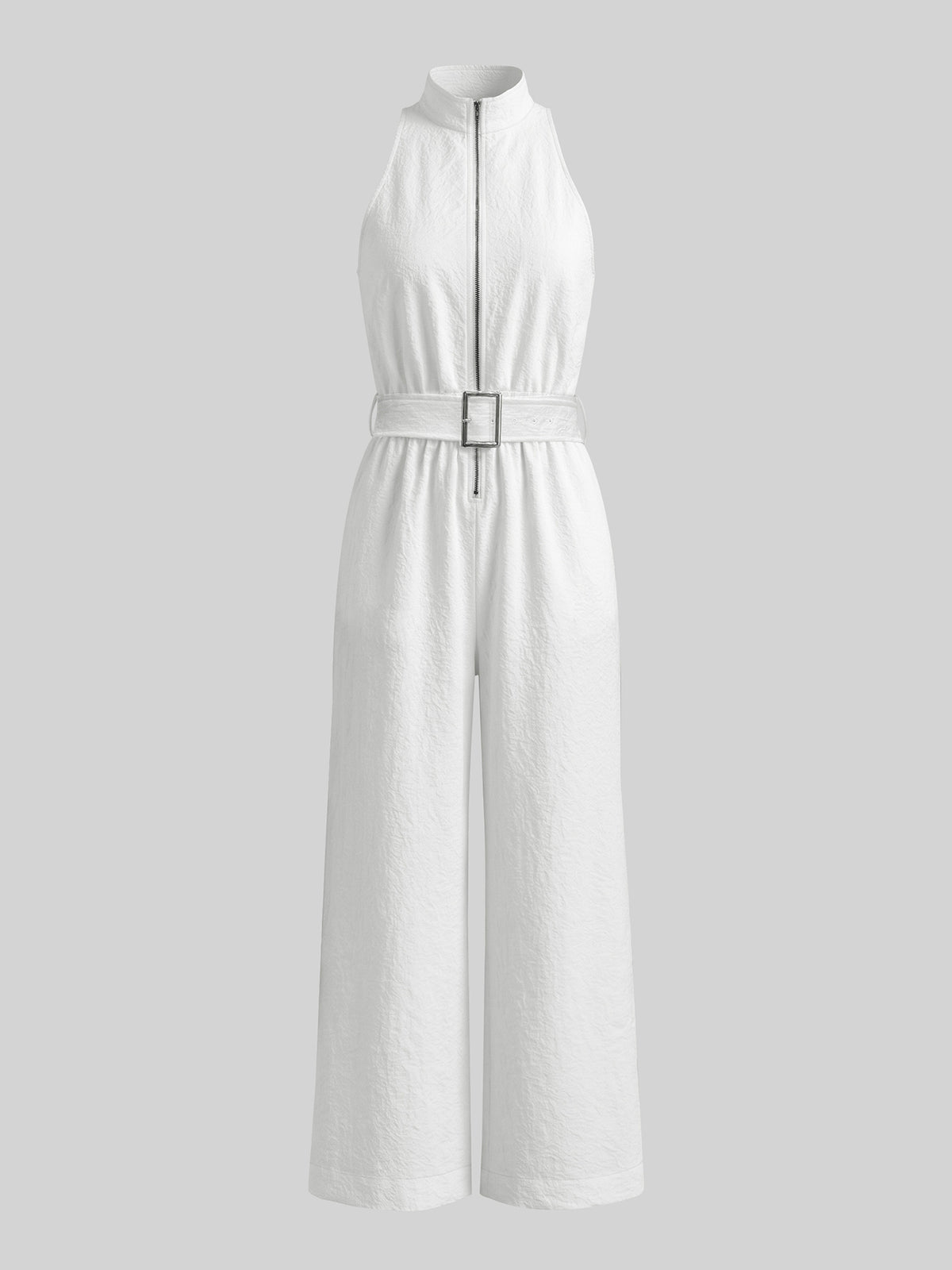 High Grade Quality White Halter Drape Jumpsuit for Women