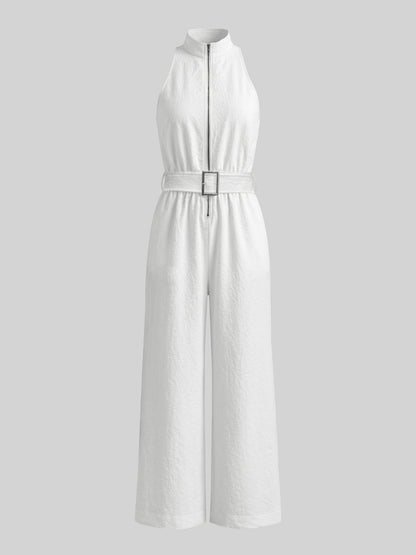 High Grade Quality White Halter Drape Jumpsuit for Women