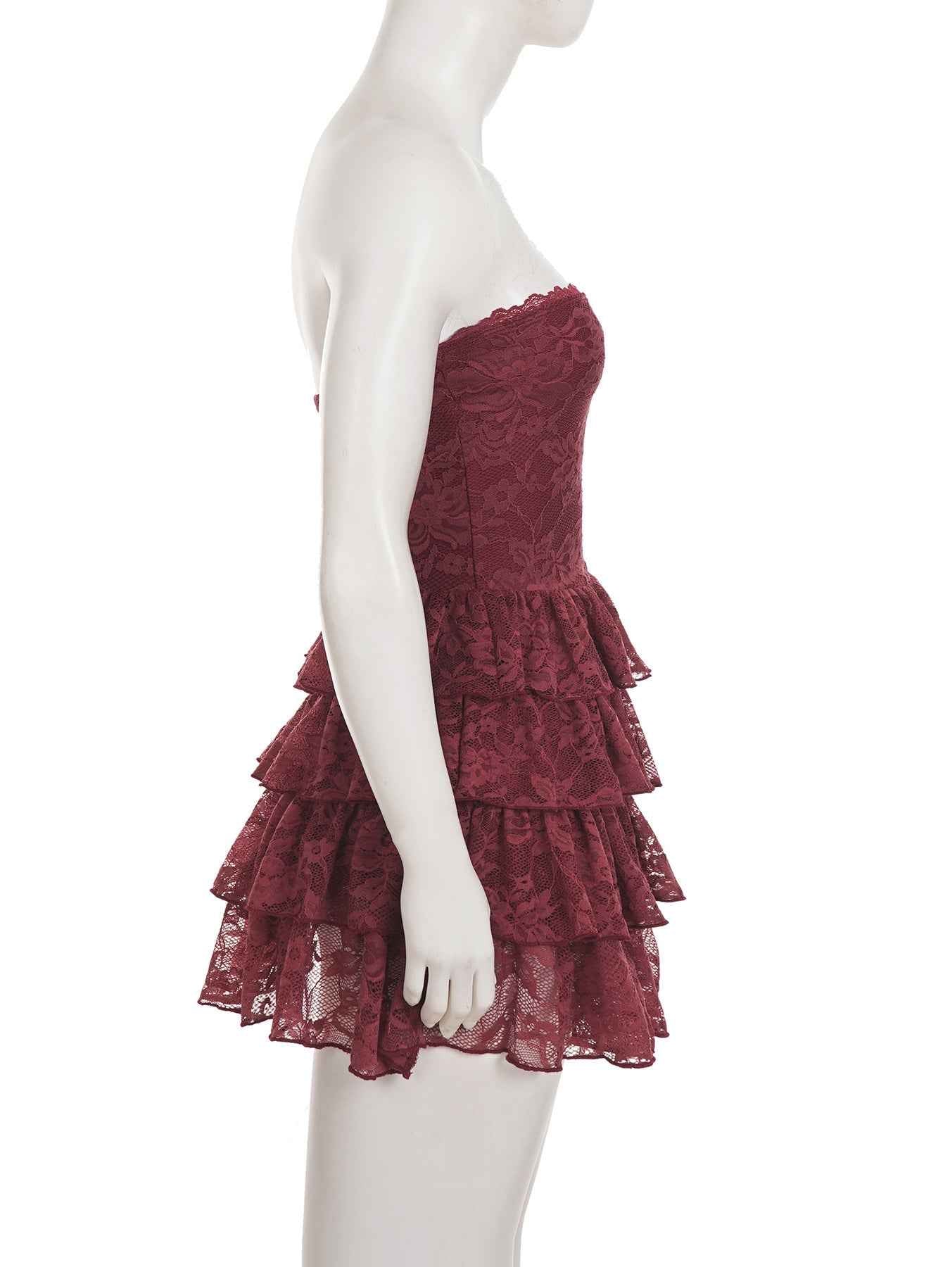 Lace Stitching Puffy Tiered Dress Summer Set