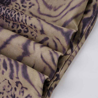 Leopard Print Lace up Halterneck Sexy Two Piece Bottoms Sets