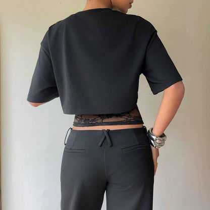 Two Piece Lace Slim Fit Patchwork T-shirt