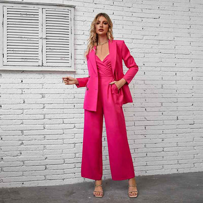 Luxury Business Elegant Business Tube Top Jumpsuit Two Piece Set