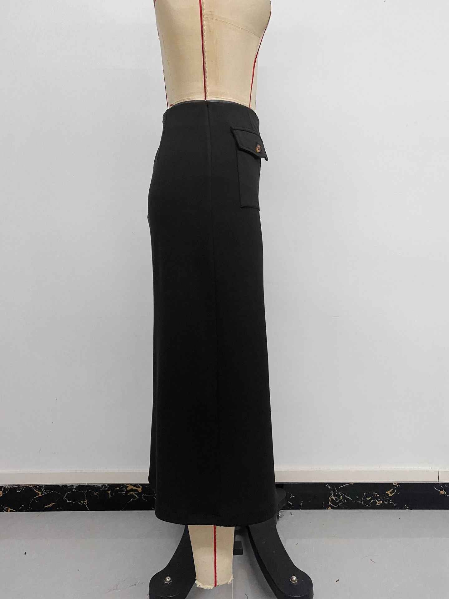 Elegant Vintage Button Slit Skirt