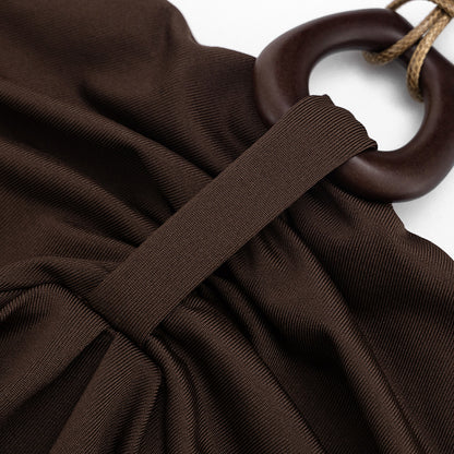 Spring Solid Color Pleated Backless Halter Sling Top T-shirt for Women