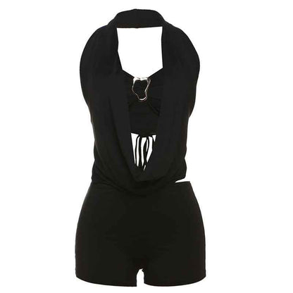 Summer Backless Lace up Romper
