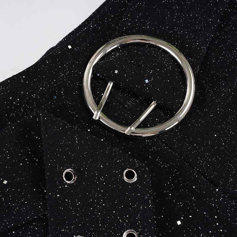 Gothic Thin Glittering Knitted Bottoms for Women
