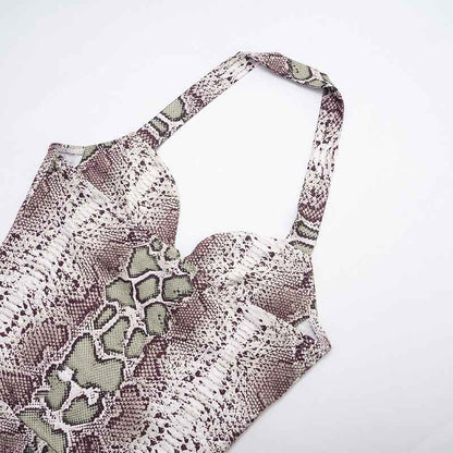 Snake Print Sling Slim Fit Jumpsuit